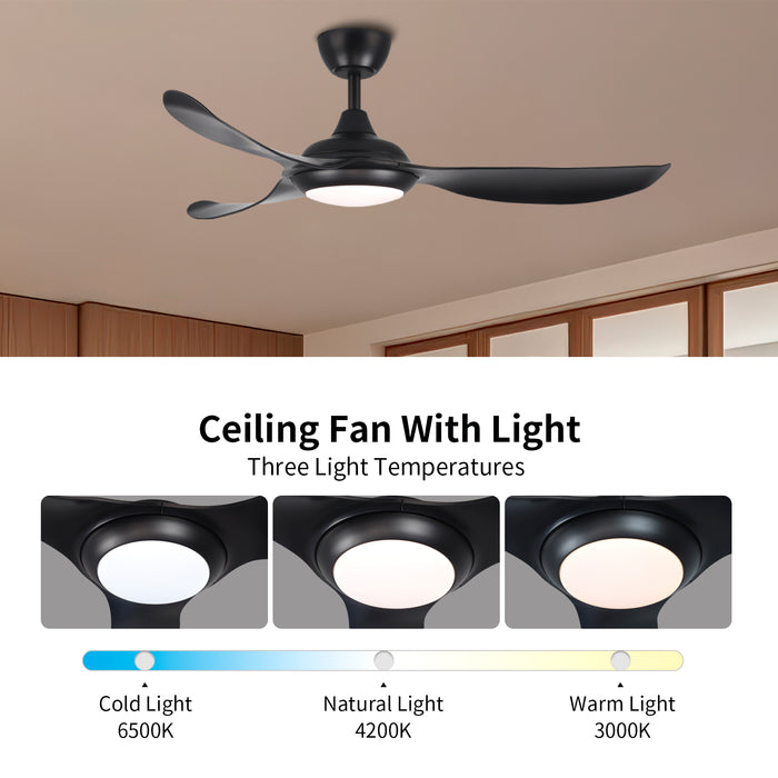Windora Vanta 52" Modern DC Ceiling Fan with 3CCT LED Dimmable Light