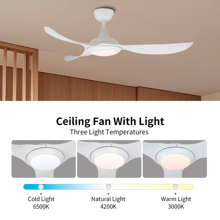 Windora Vanta 52" Modern DC Ceiling Fan with 3CCT LED Dimmable Light