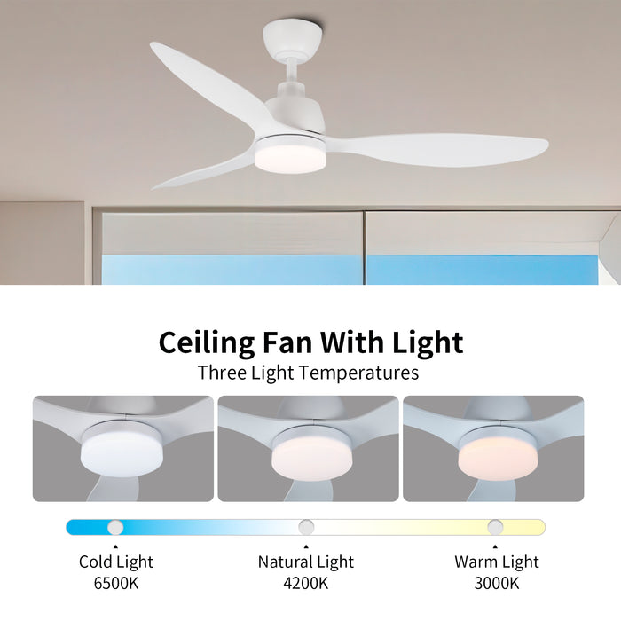 Windora Zephyr 52" Modern DC Ceiling Fan with 3CCT LED Dimmable Light