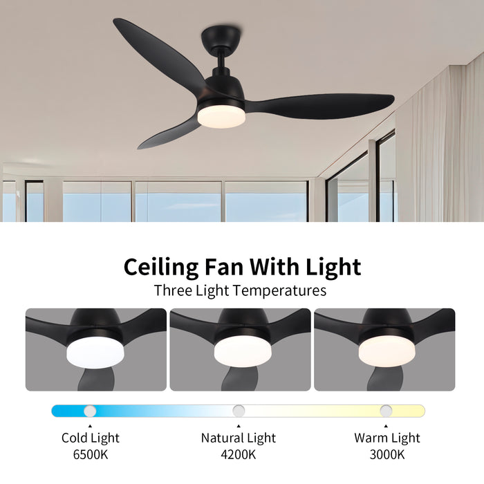 Windora Zephyr 52" Modern DC Ceiling Fan with 3CCT LED Dimmable Light