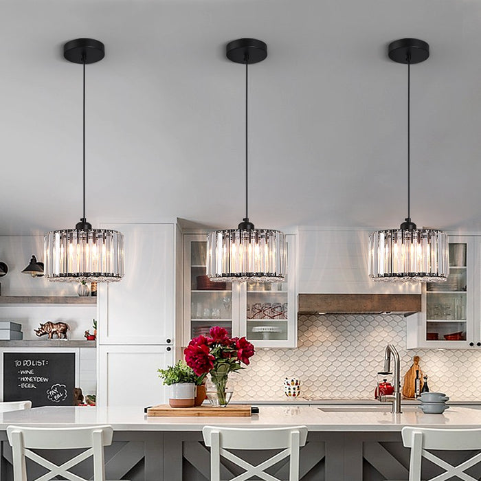 Aria Crystal Pendant Light – 3CCT E27 Ceiling Fixture Rose Gold/Black