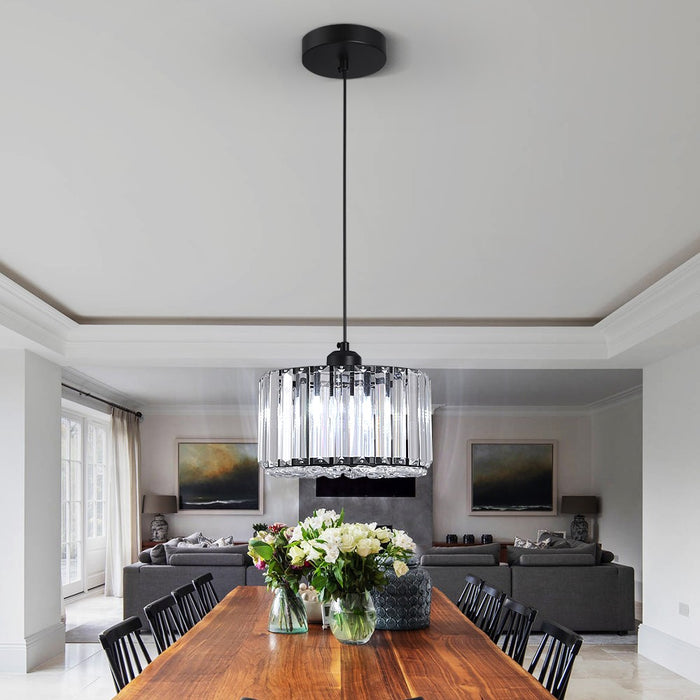 Aria Crystal Pendant Light – 3CCT E27 Ceiling Fixture Rose Gold/Black