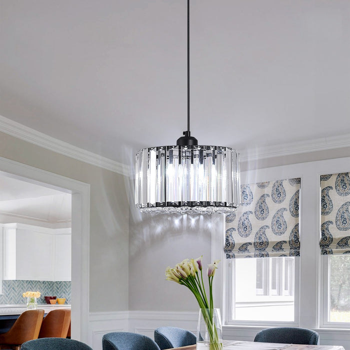 Aria Crystal Pendant Light – 3CCT E27 Ceiling Fixture Rose Gold/Black
