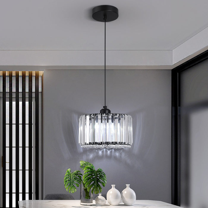 Aria Crystal Pendant Light – 3CCT E27 Ceiling Fixture Rose Gold/Black