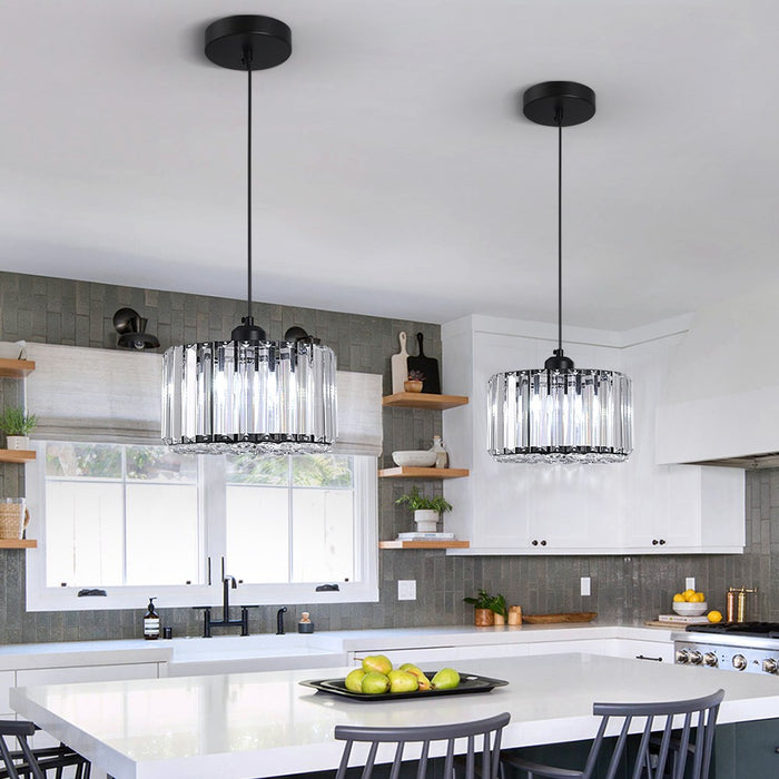 Aria Crystal Pendant Light – 3CCT E27 Ceiling Fixture Rose Gold/Black