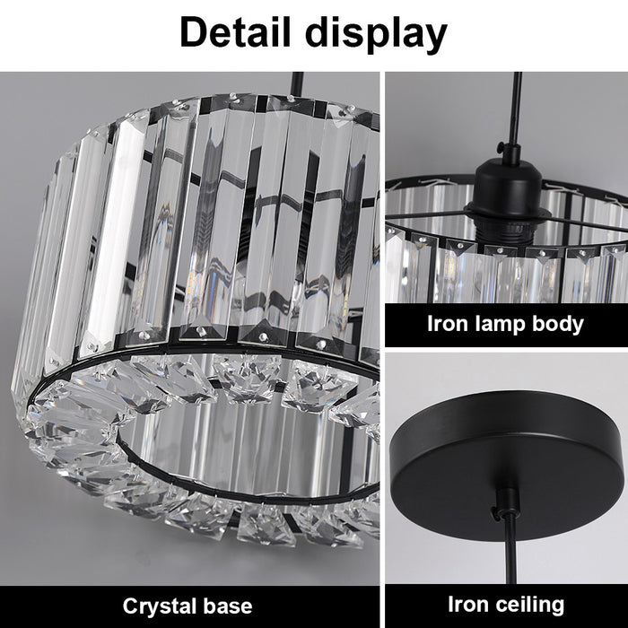 Aria Crystal Pendant Light – 3CCT E27 Ceiling Fixture Rose Gold/Black