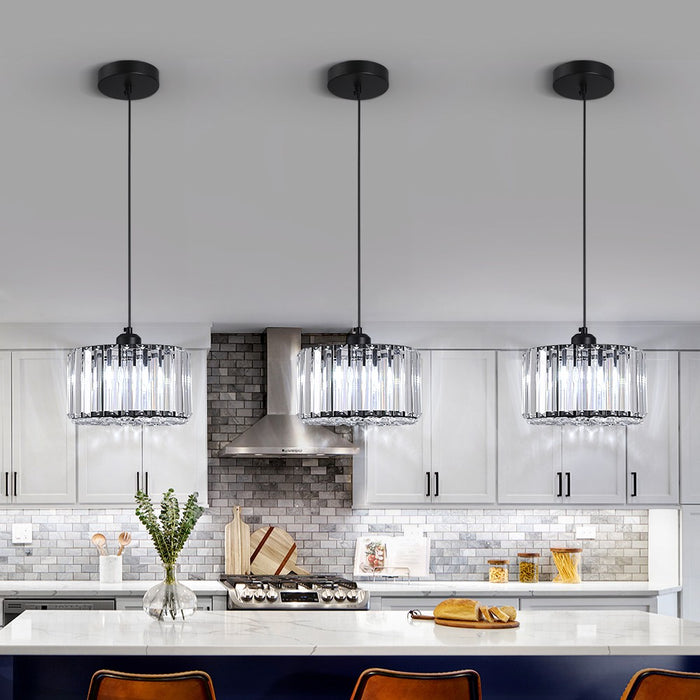 Aria Crystal Pendant Light – 3CCT E27 Ceiling Fixture Rose Gold/Black
