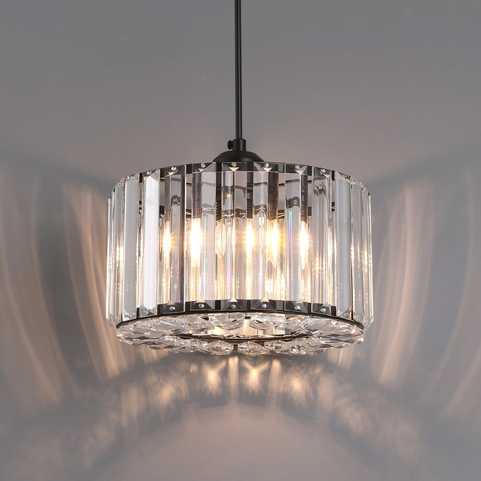 Aria Crystal Pendant Light – 3CCT E27 Ceiling Fixture Rose Gold/Black