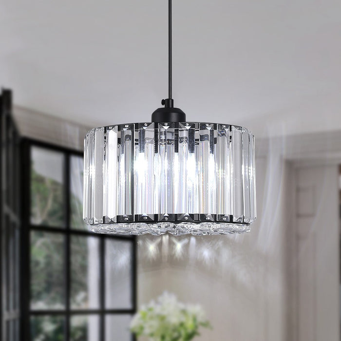 Aria Crystal Pendant Light – 3CCT E27 Ceiling Fixture Rose Gold/Black