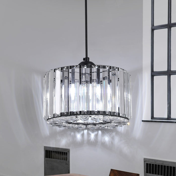 Aria Crystal Pendant Light – 3CCT E27 Ceiling Fixture Rose Gold/Black