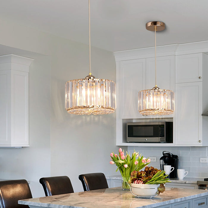 Aria Crystal Pendant Light – 3CCT E27 Ceiling Fixture Rose Gold/Black
