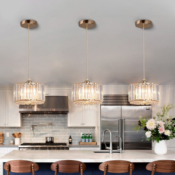 Aria Crystal Pendant Light – 3CCT E27 Ceiling Fixture Rose Gold/Black