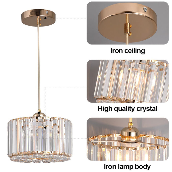 Aria Crystal Pendant Light – 3CCT E27 Ceiling Fixture Rose Gold/Black
