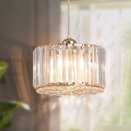 Aria crystal pendant light in rose gold and black