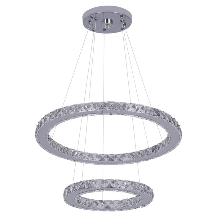 Macy 41W Tri-Colour Dimmable 2-Ring Crystal Pendant Light