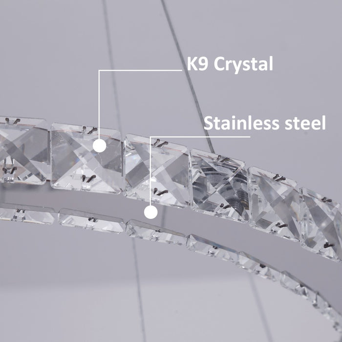 Macy 41W Tri-Colour Dimmable 2-Ring Crystal Pendant Light