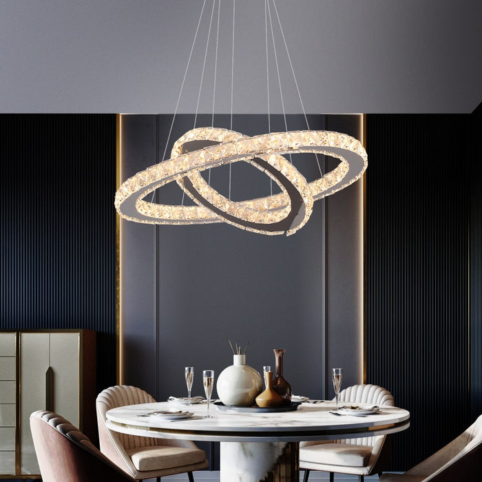 Macy 41W Tri-Colour Dimmable 2-Ring Crystal Pendant Light