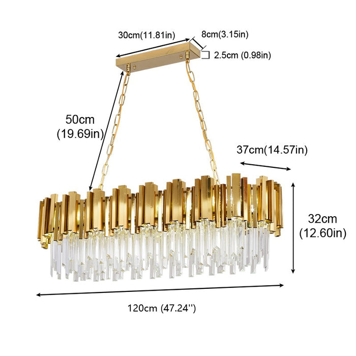 Solaris Linear Crystal Chandelier 90/120cm – Gold Finish
