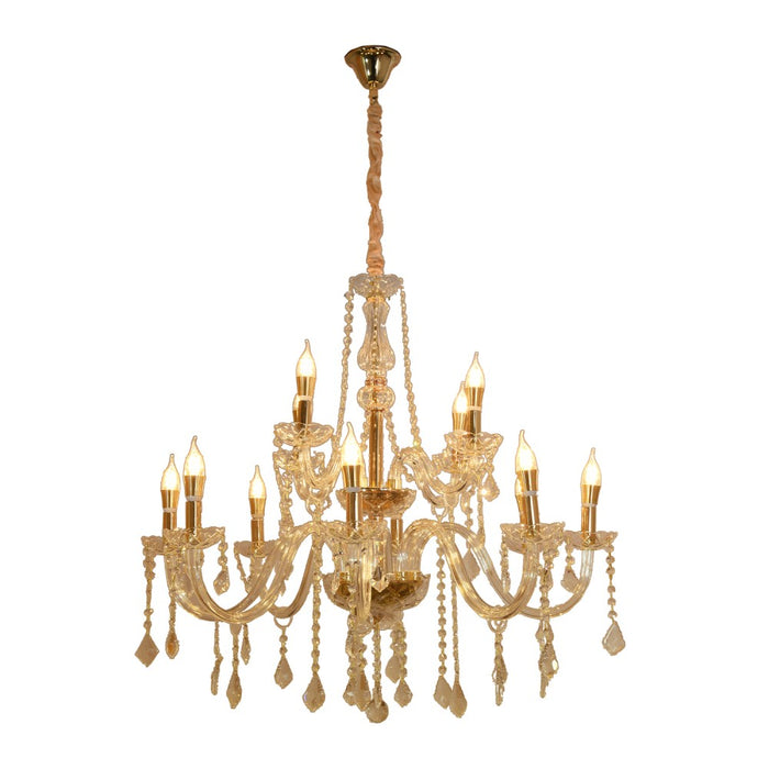 Amorette 12-Light Crystal Chandelier – 89cm – Gold Finish