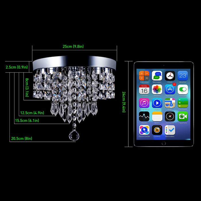 Celina 30W Tri-Colour Crystal Flush Mount Ceiling Light – 25cm