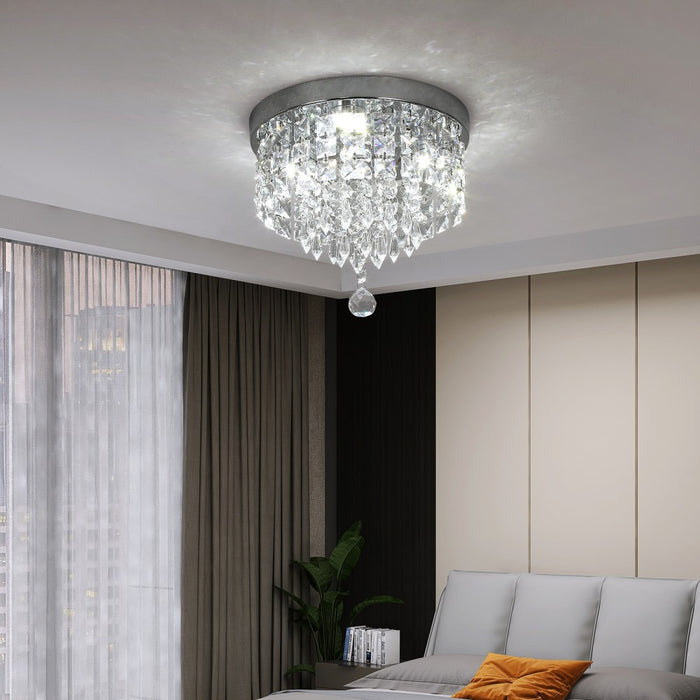Celina 30W Tri-Colour Crystal Flush Mount Ceiling Light – 25cm