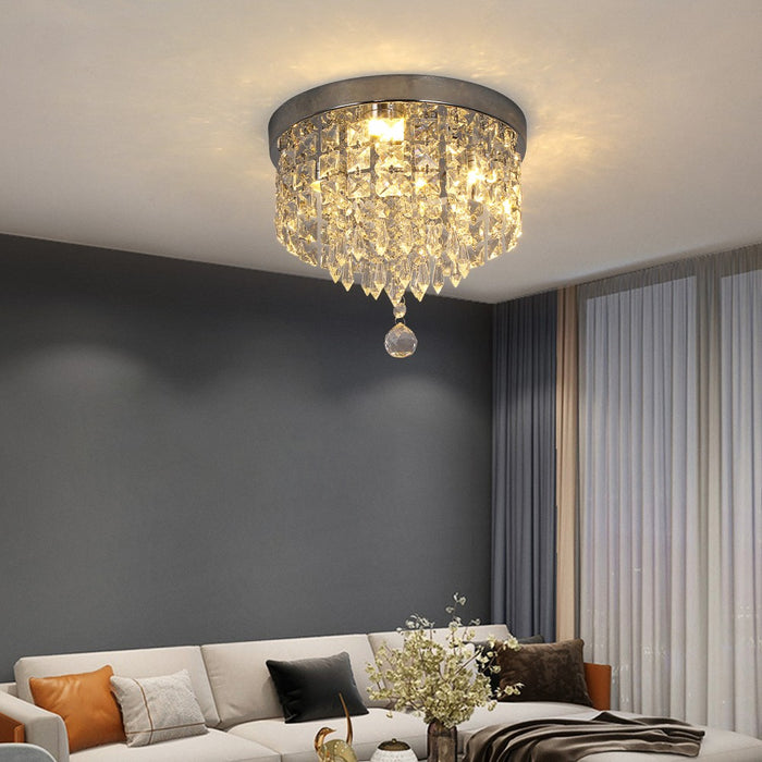Celina 30W Tri-Colour Crystal Flush Mount Ceiling Light – 25cm