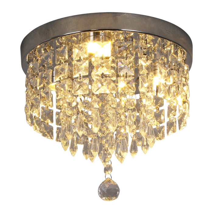 Celina 30W Tri-Colour Crystal Flush Mount Ceiling Light – 25cm