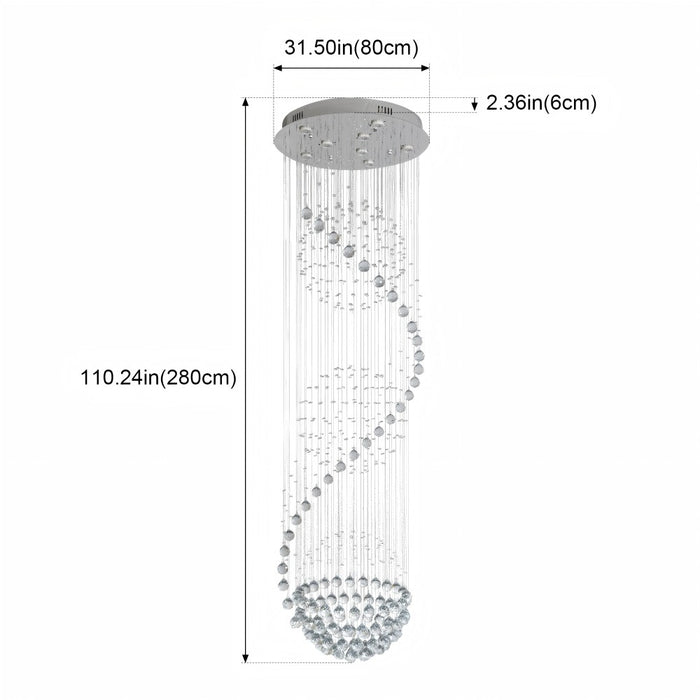 Lunarelle Grand Spiral Crystal Chandelier 3CCT – 60cm / 80cm