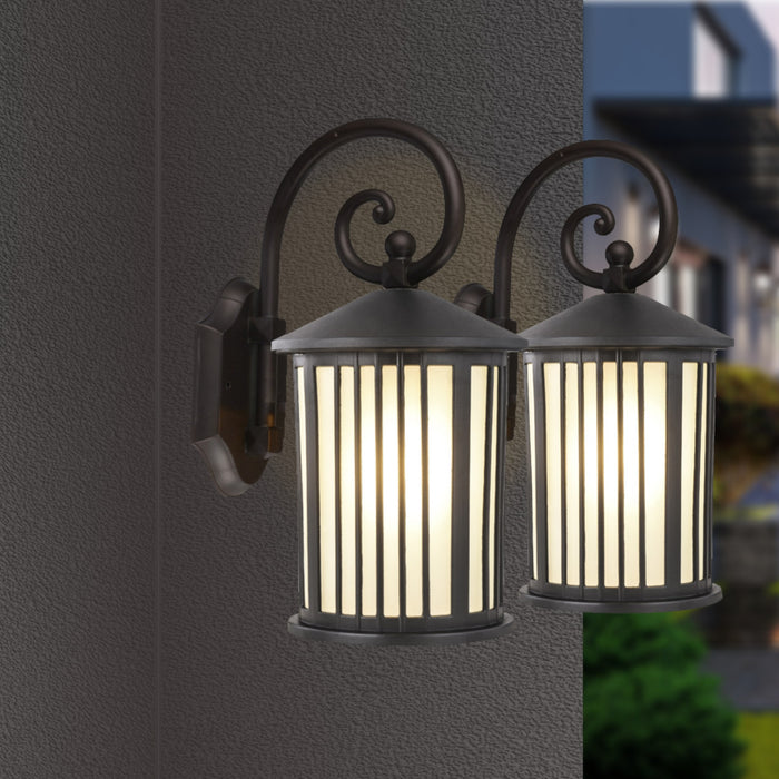 Barcelona exterior wall sconce lantern with frosted glass, matte black, IP44