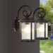 Malaga exterior wall sconce lantern with ribbed glass, matte black, IP44