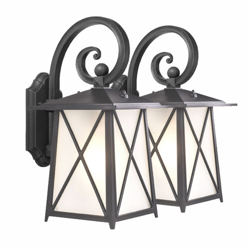 Athens traditional exterior wall lanterns in matte black, IP44, pack of 2
