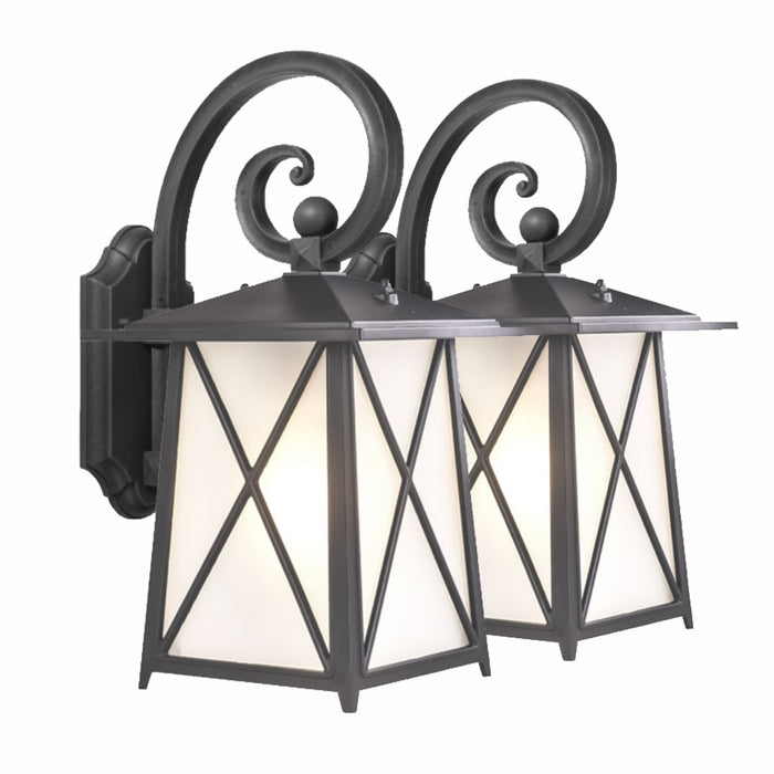 Athens traditional exterior wall lanterns in matte black, IP44, pack of 2