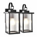 Monaco rectangular exterior wall lanterns with ribbed glass, matte black, IP44, pack of 2