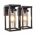 Oslo rectangular exterior wall lanterns with clear ribbed glass, matte black, IP44, pack of 2