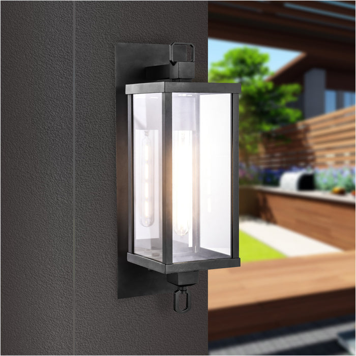 Toledo rectangular exterior wall lantern, matte black, IP54