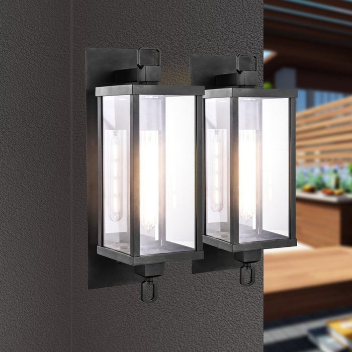 Toledo rectangular exterior wall lantern, matte black, IP54
