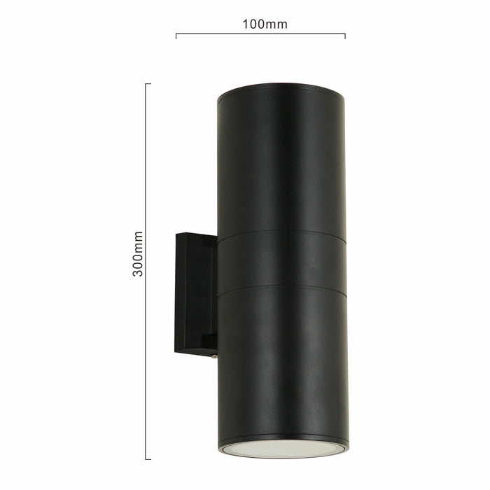 Sydney Modern Cylinder Exterior Wall Light Up & Down Beam Matte Black E27 IP54
