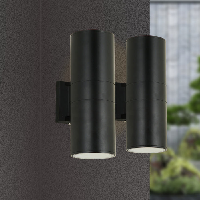 Sydney Modern Cylinder Exterior Wall Light Up & Down Beam Matte Black E27 IP54