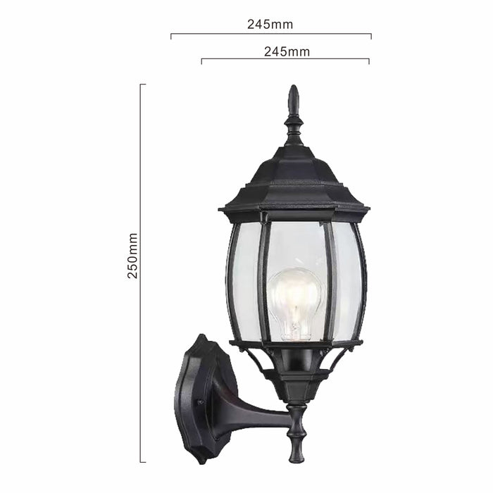 Madrid exterior wall sconce lantern with clear glass, matte black, IP44