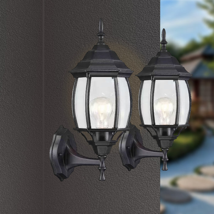 Madrid exterior wall sconce lantern with clear glass, matte black, IP44