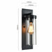 Nordic industrial exterior wall light with clear glass cylinder, matte black, IP44