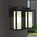 Valencia geometric exterior wall sconce with frosted glass cylinder, matte black, IP44