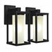 Valencia geometric exterior wall sconces with frosted glass cylinders, matte black, IP44, pack of 2