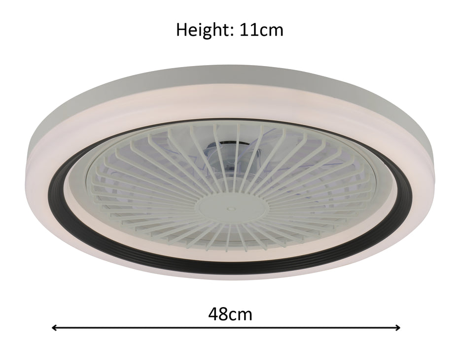 DC Ceiling Fan with Tri-Colour Dimmable LED Light