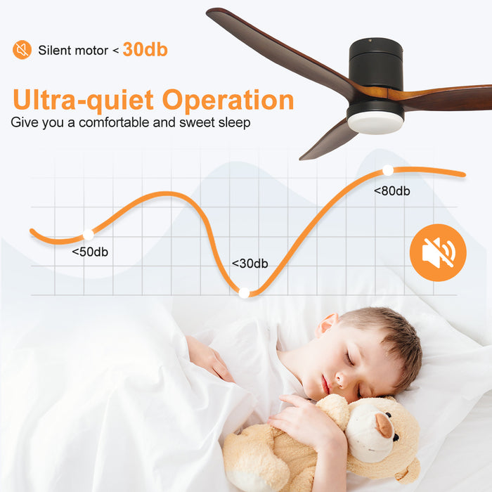 52'' Ceiling Fan DC Motor With LED Light Remote Timer