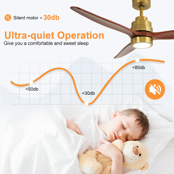 52'' Ceiling Fan DC Motor With LED Light Remote Timer