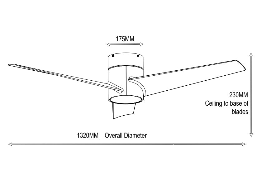 Windora Axis 52" Low Profile DC Ceiling Fan with 3CCT LED Dimmable Light