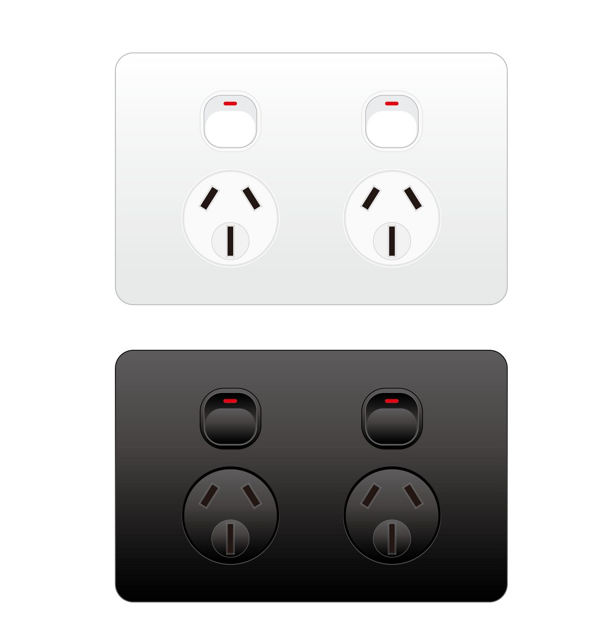 Goldtec Socket Design 10A Double GPO Acrylic Wall Socket – Slimline Design in Black or White ...
