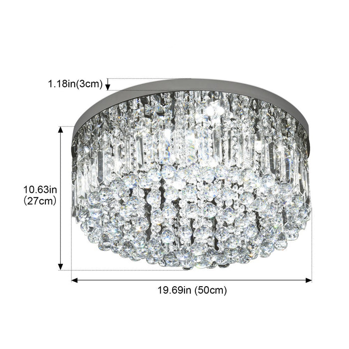 Lucienne 45W Tri-Colour Crystal Flush Mount Ceiling Chandelier – 50cm