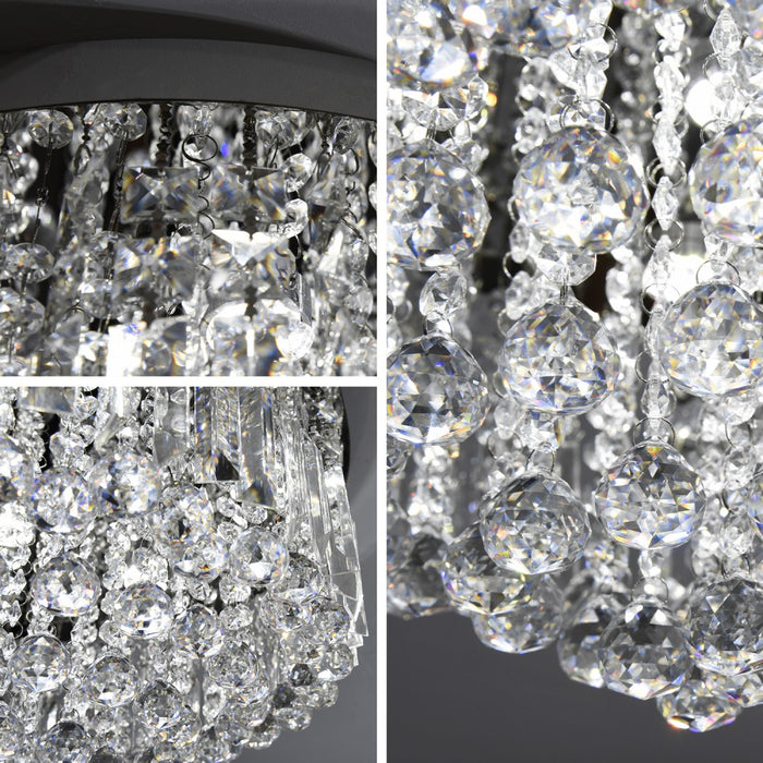 Lucienne 45W Tri-Colour Crystal Flush Mount Ceiling Chandelier – 50cm